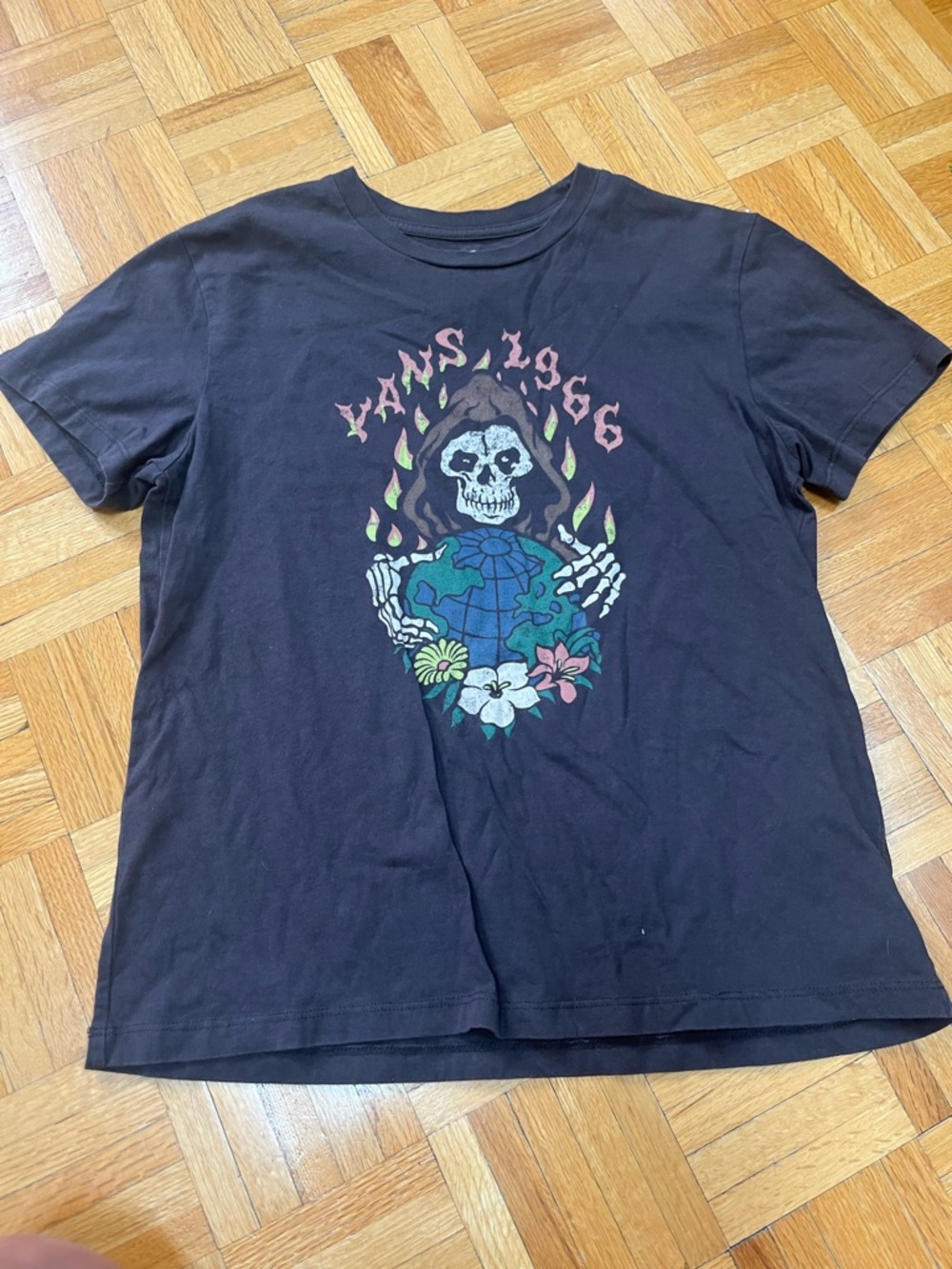 Vans Black Graphic Skull Globe Tee - women